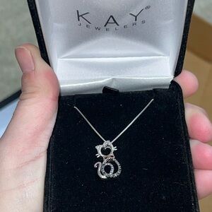 Kay Jewelers Silver and Black Cat Necklace